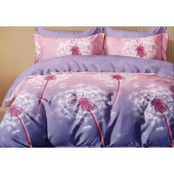 Pościel 160x200 bawełna satynowa fioletowa z dmuchańce PK 675 z prześcieradłem